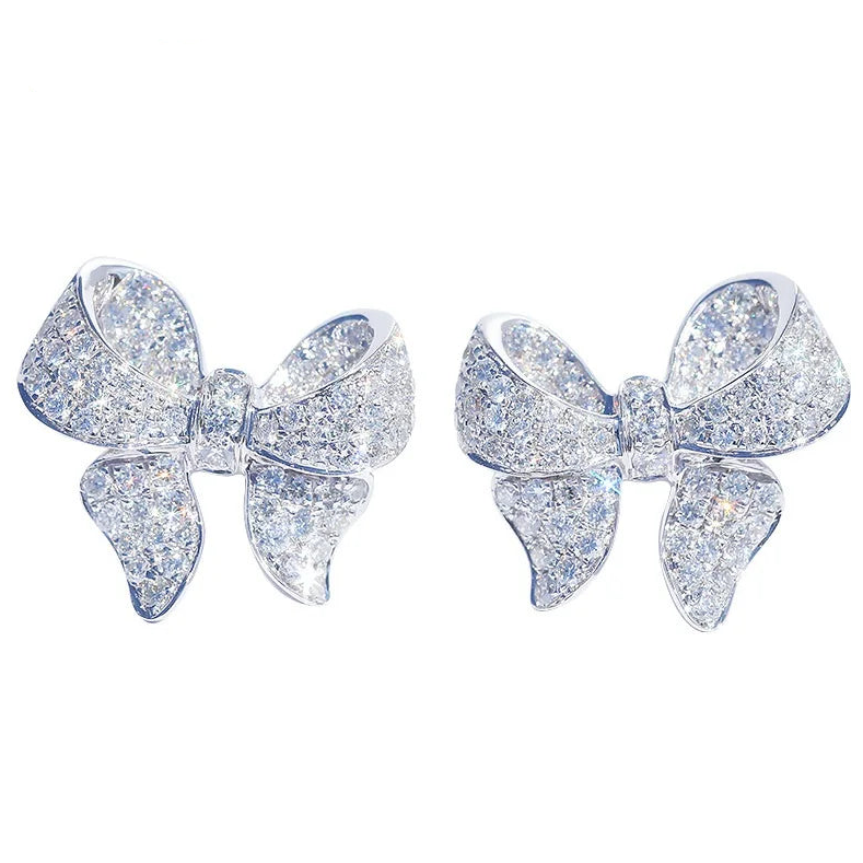925 Sterling Silver Bow Stud Earrings for Women