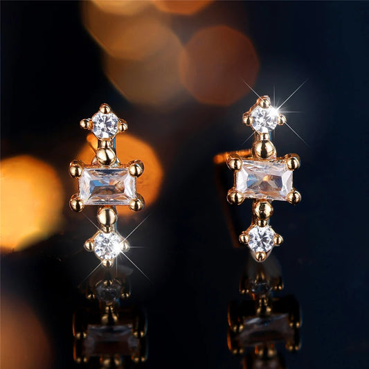 Crystal White Zircon Stud Earrings
