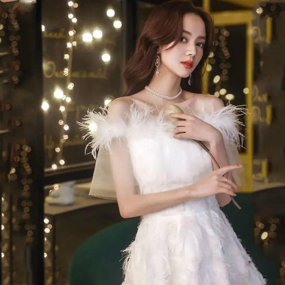 Off Shoulder Elegant White Midi Dress