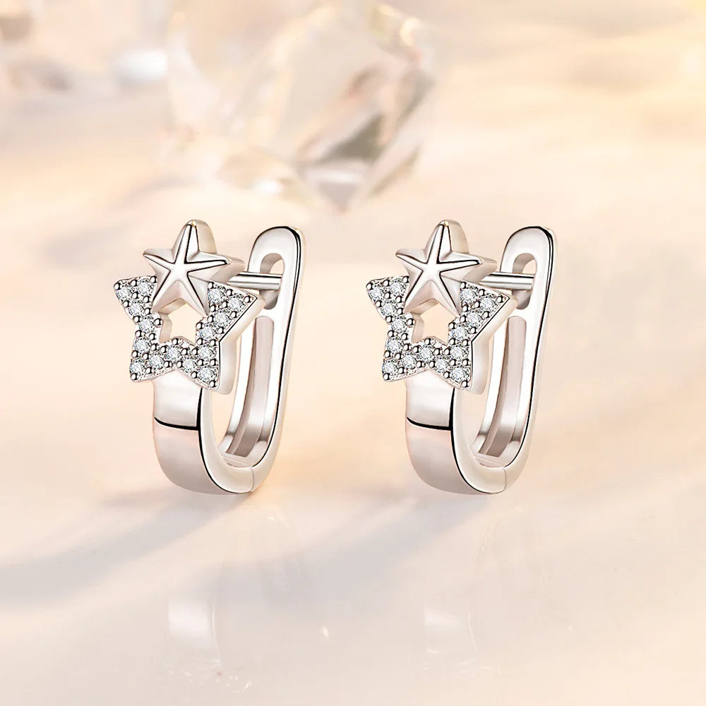 925 Sterling Silver Crystal Zircon Stud Earrings
