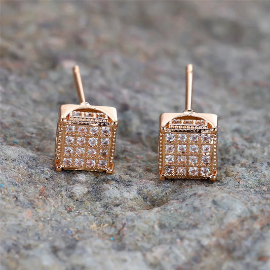 Geometric White Zircon Stud Earrings