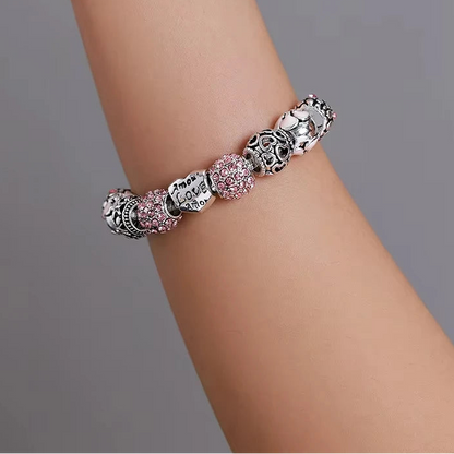 Silver Plated Love Flower Charm Bracelet