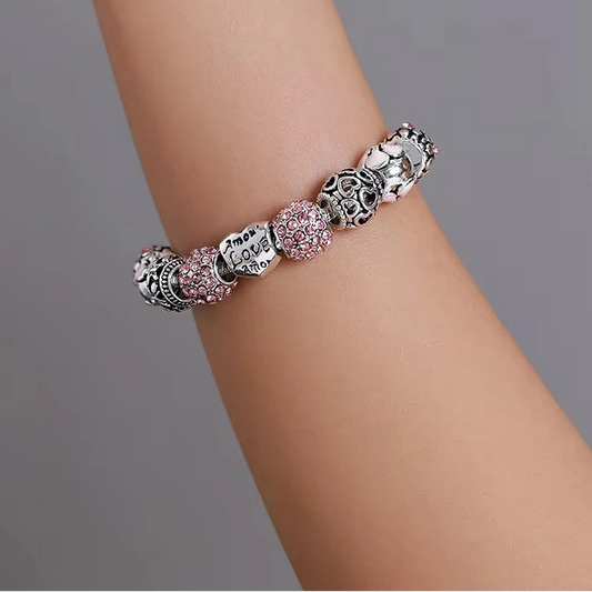 Silver Plated Love Flower Charm Bracelet