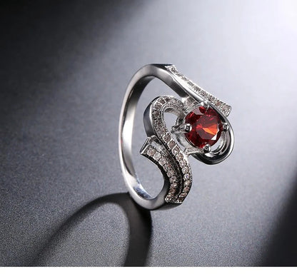 Hollow Cross 925 Sterling Silver Crystal Ring for Women