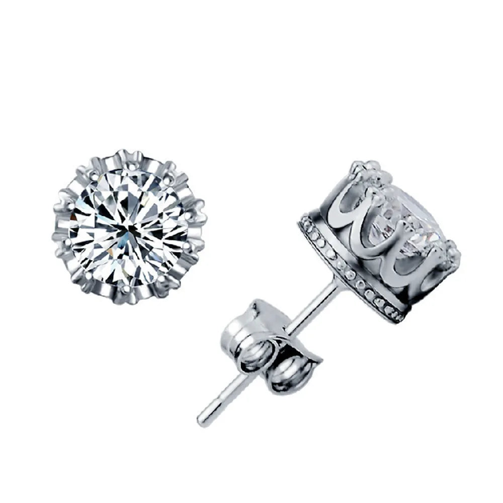 925 Sterling Silver Crystal Zircon Stud Earrings