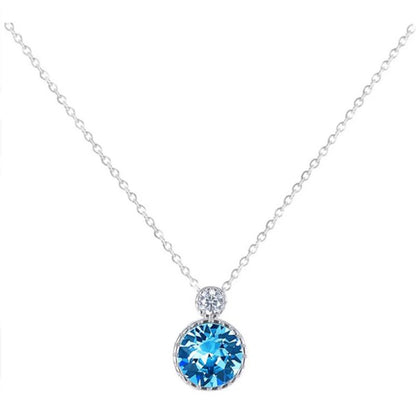 925 Sterling Silver CZ Circle Pendant Necklace