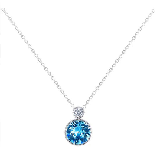 925 Sterling Silver CZ Circle Pendant Necklace