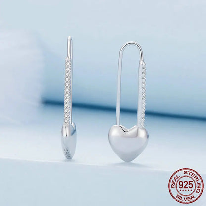 JEW006AX  925 Sterling Silver Heart-Shaped Button Pin Bracelet and Earrings Jewelry Set for Women Original Design Fine Jewelry Gift - Klixstore