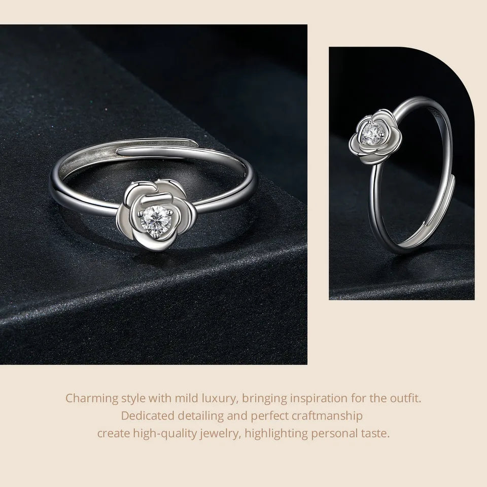 JEW021R   Flower Moissanite Engagement Rings for Women, 925 Sterling Silver - Klixstore