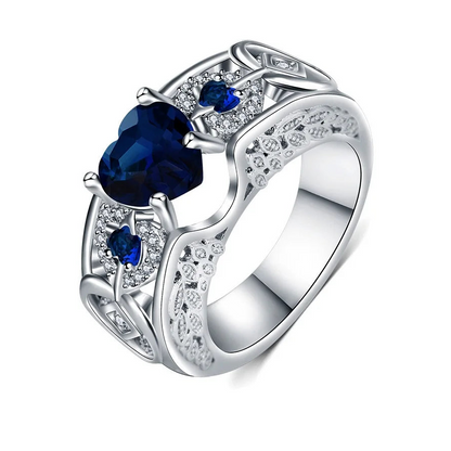 Genuine 925 Sterling Silver Shiny Crystal Rings for Women