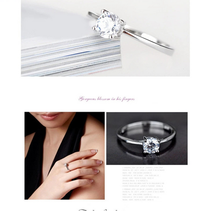 925 Sterling Silver CZ Engagement Ring for Women