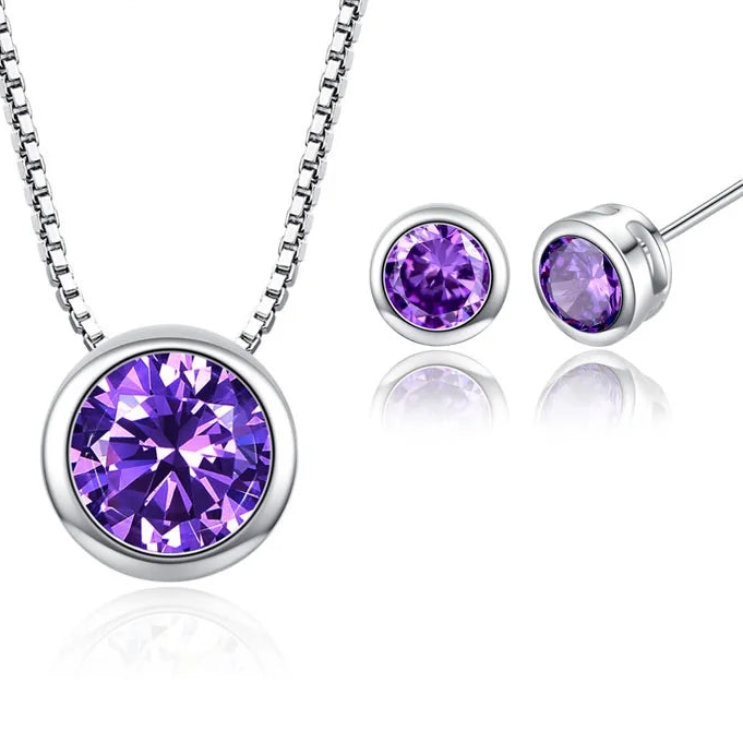 Elegant Pendant & Stud Earrings in 9 Vibrant Colors