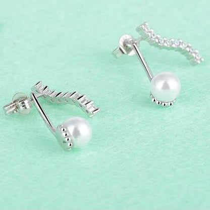 925 Silver S Shape Pearl Earrings