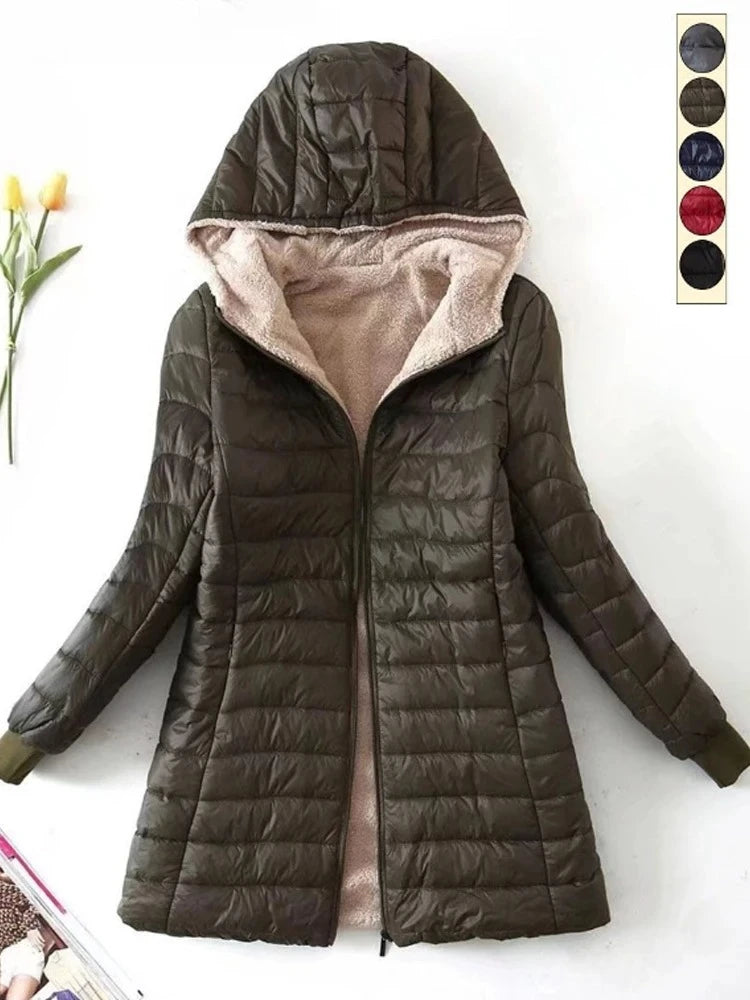 Women’s Hooded Mid-Length Fleece Parka