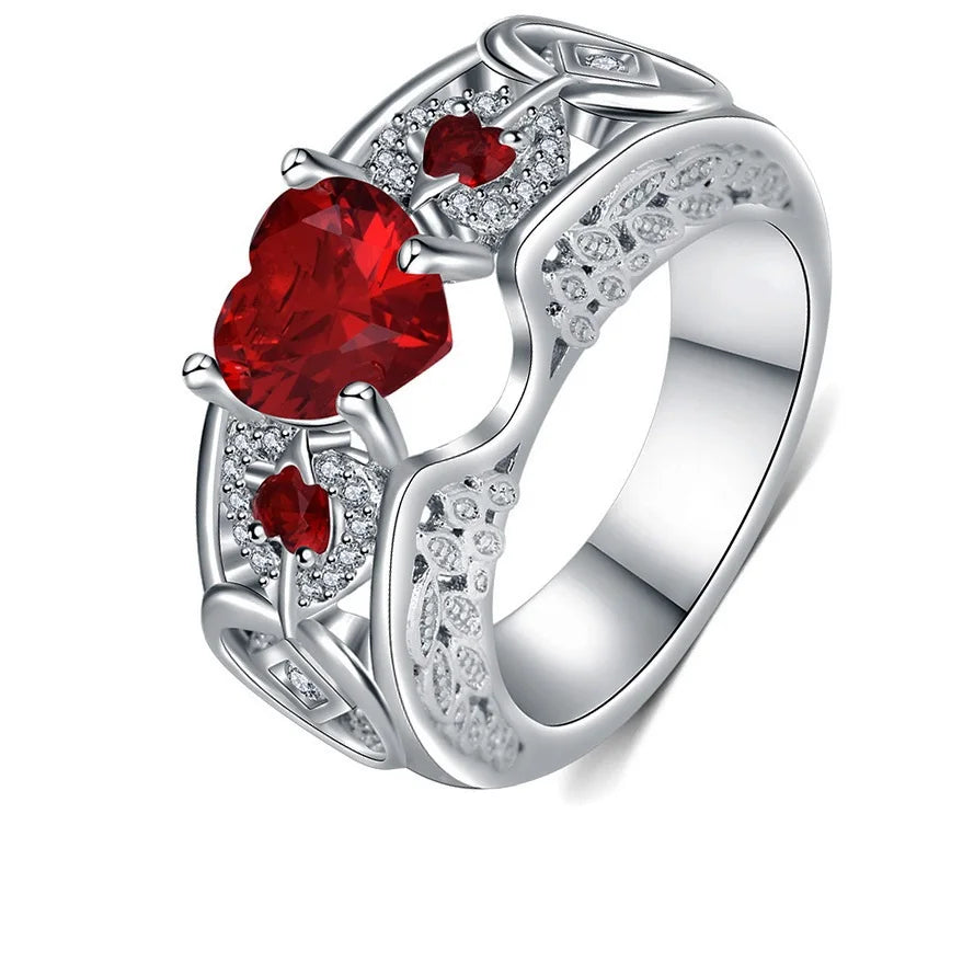 Genuine 925 Sterling Silver Shiny Crystal Rings for Women