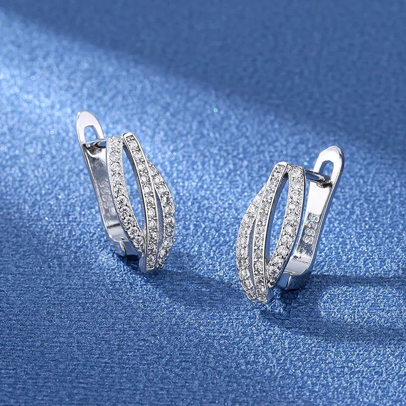 925 Sterling Silver Stud Earrings with Zircon | Fine Jewelry Gift
