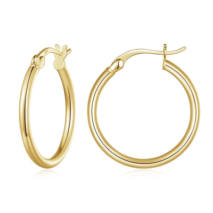 JEW021ER   925 Sterling Silver Hypoallergenic Hoop Earrings for Women, Gold Plated Lightweight Hoops Comfortable - Klixstore