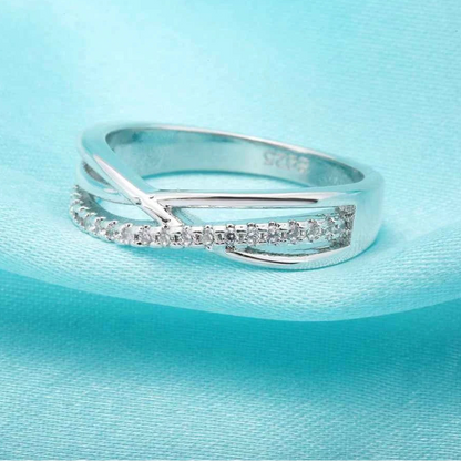 925 Sterling Silver CZ Pave Cross Bridal Ring Set for Women