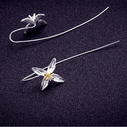 925 Sterling Silver Lilac Flower Drop Earrings for Women