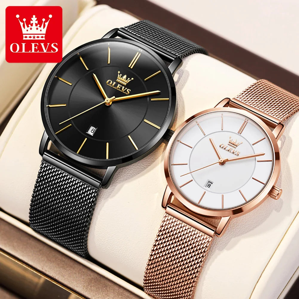 “Elegant Ultra-Thin Couple Watch by OLEVS”