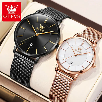“Elegant Ultra-Thin Couple Watch by OLEVS”