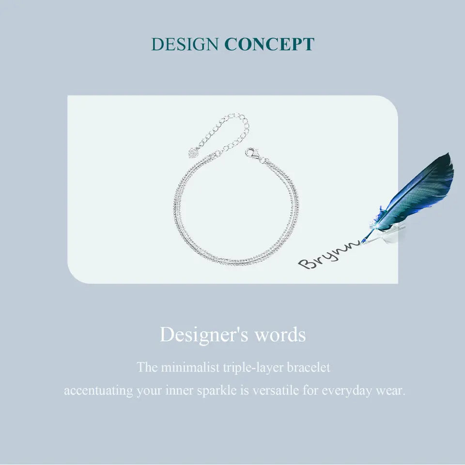 925 Silver Triple Layer Adjustable Bracelet