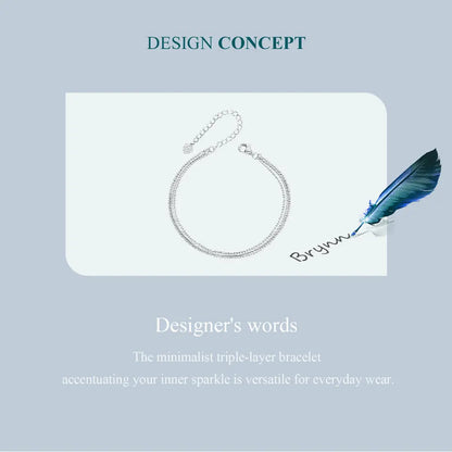925 Silver Triple Layer Adjustable Bracelet