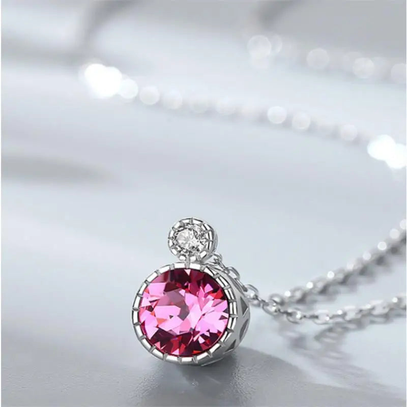 925 Sterling Silver CZ Circle Pendant Necklace