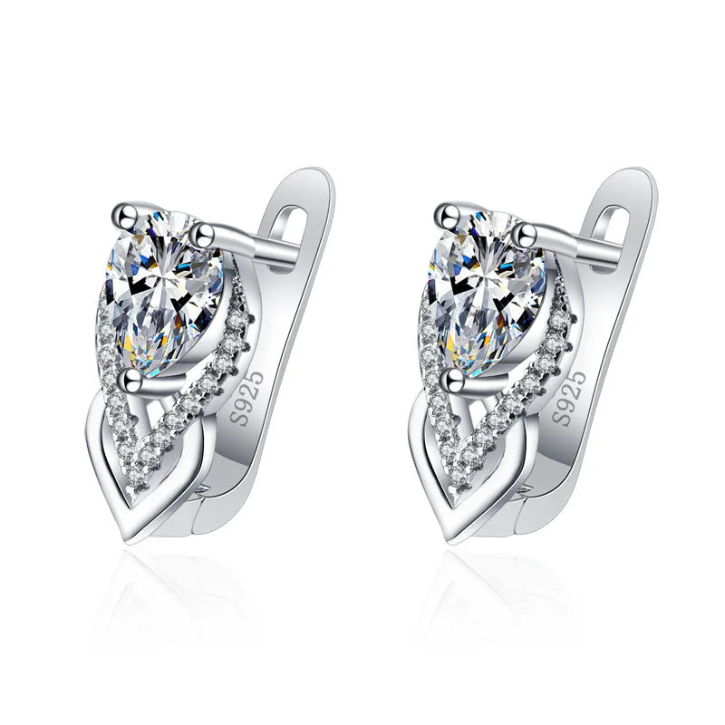 925 Sterling Silver Stud Earrings with Zircon | Fine Jewelry Gift