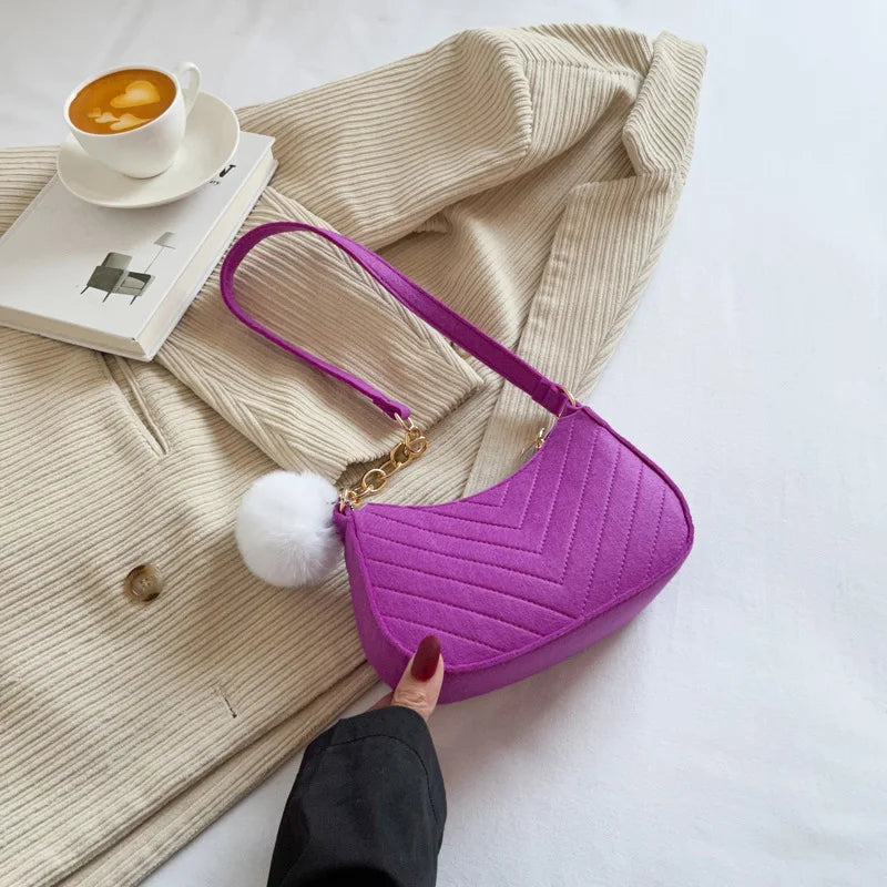 Women's Mini Felt Crescent Bag