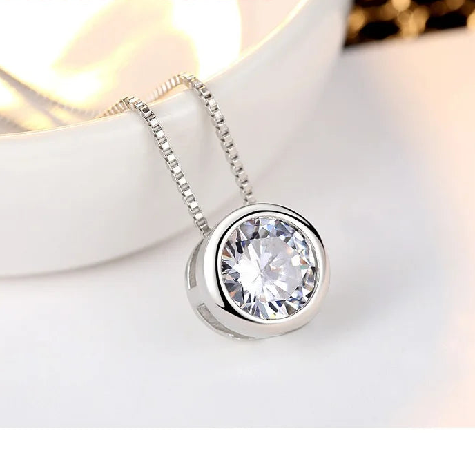925 Sterling Silver CZ Pendant Necklace for Women