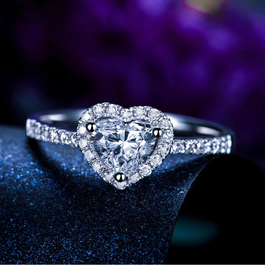 925 Sterling Silver Sparkling Crystal Ring for Women