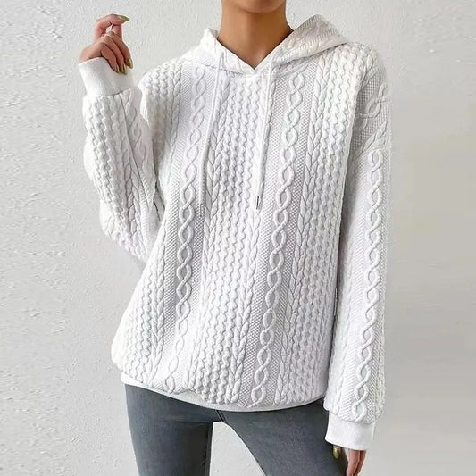 Plus Size Hooded Embroidered Knit Sweater 2025