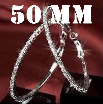 925 Sterling Silver Austrian Crystal Hoop Earrings for Women