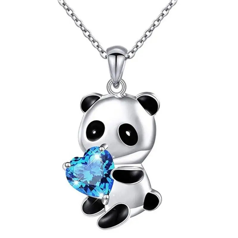 925 Sterling Silver Panda CZ Pendant Necklace for Women