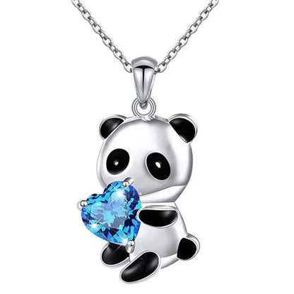 925 Sterling Silver Panda CZ Pendant Necklace for Women