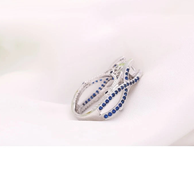 Luxury 925 Sterling Silver Square Bridal Ring for Women