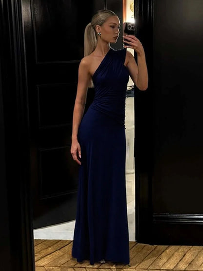 CLO027DJ
Woman Clothes Diagonal Collar Bandage Backless Party Dress Elegant Sleeveless Irregular Solid Long Maxi Evening Prom Dresses - Klixstore