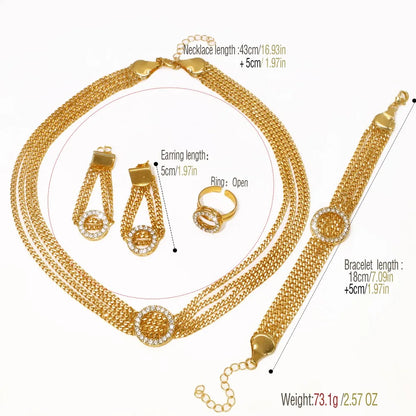 Trendy 2025 Hip Hop Cuban Chain Jewelry Set with Zircon Accents