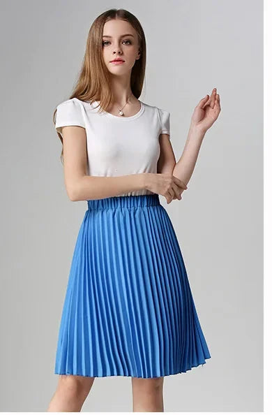 Women's Vintage Chiffon Pleated High Waist Skirt