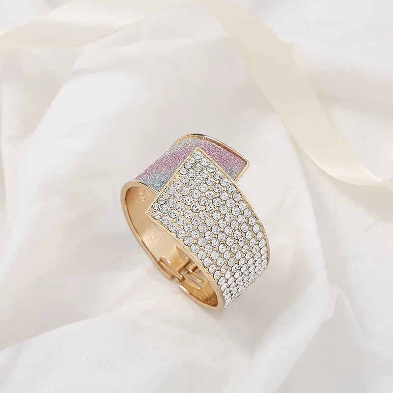 Diamond Leather Elastic Bangle