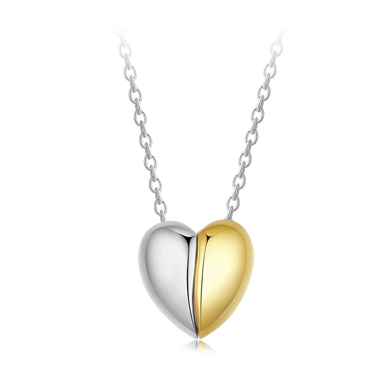JEW002NEC      Gold Plated Heart Pendant Necklace for Women, 925 Sterling Silver Couple Heart Fashion Waterproof - Klixstore