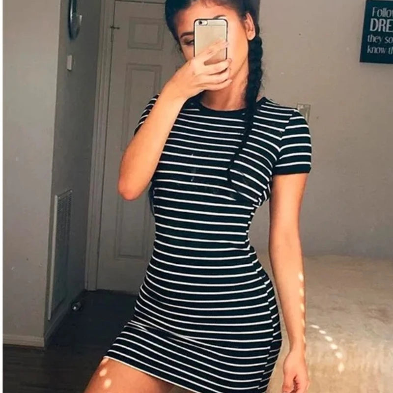 Striped Slim Fit Casual Summer Dress