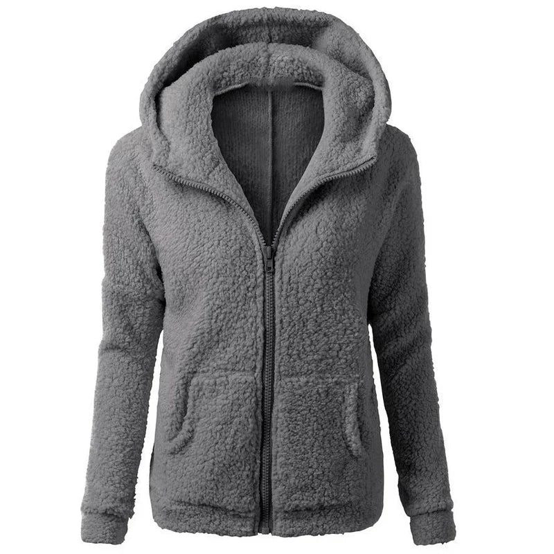 Women’s Warm Fleece Zip-Up Hoodie Coat