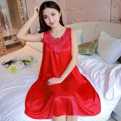 Lace Silk Spaghetti Strap Nightgown