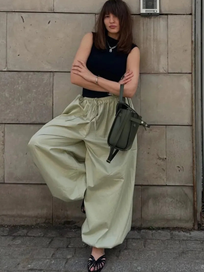 CLO002PT
Fashion Woman Clothes 2025 Autumn Wide Leg Pants Ladies Loose Solid Cotton Pants - Klixstore