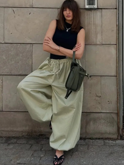 CLO002PT
Fashion Woman Clothes 2025 Autumn Wide Leg Pants Ladies Loose Solid Cotton Pants - Klixstore