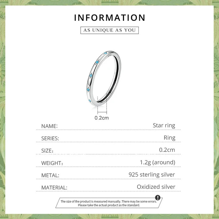 JEW034   Genuine 925 Sterling Silver Star  Women Turquoise Ring - Klixstore