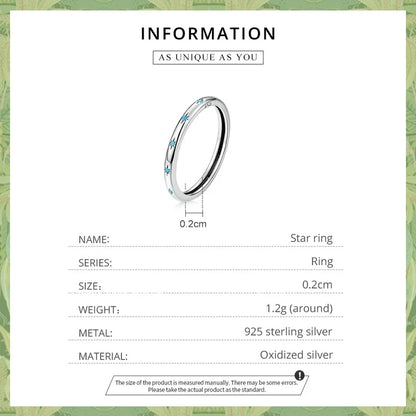 JEW034   Genuine 925 Sterling Silver Star  Women Turquoise Ring - Klixstore