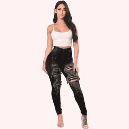 Women's High Waist Skinny Ripped Jeans 2025